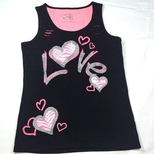 Girl's Justice Sequined Love Heart Tank Top Sz 16